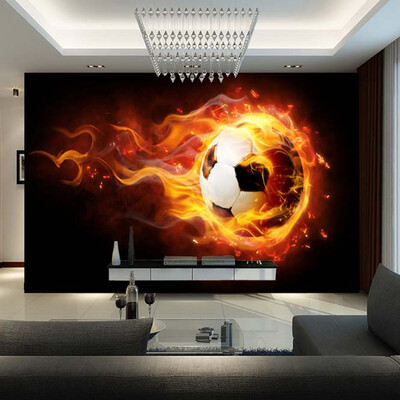 

Custom Modern Fantasy 3D Wallpaper Mural Childrens Room Sofa Background Wallpaper Football On Fire Wall Mural Papel De Parede