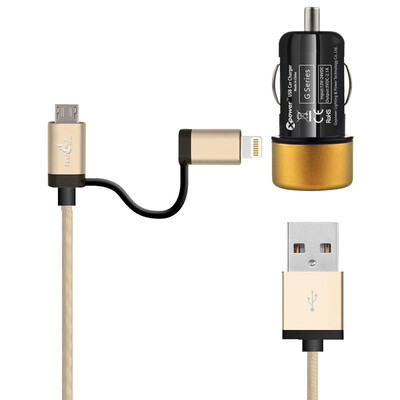 

FirstSeller МФО молнии для USB дата кабель зарядного устройства разъем USB+2.1 подходит на Г1 подходит для DC 12/24В Золотой автомобиль Chargerfor от iphone5/6