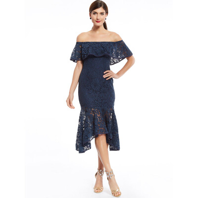 

CAZDZY Off-The-Shoulder Lace Mermaid Evening Dress