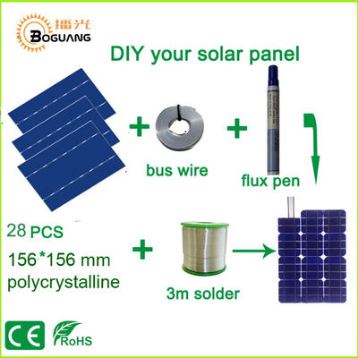 

BOGUANG DIY solar panel kits 28 pcs 156 156mm polycrystalline solar cell flux pen tab wire bus wire for 100w Solar panel Module