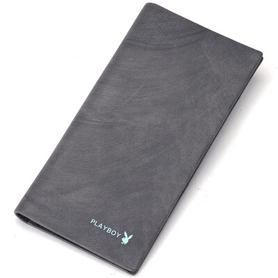 

Playboy playboy wallet mens cow leather short paragraph clip retro casual fashion cross section multi-function trend wallet PAA5615-6L blue