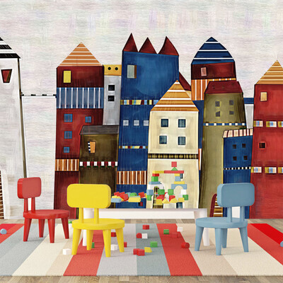 

Custom Mural Wallpaper Mediterranean Painted 3D Cartoon Castle Childrens Room Bedroom Restaurant Non-woven Background Wall