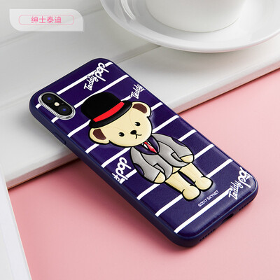 

Teddy Collection Apple x Mobile Shell iPhonex / 10 Обложка Мультфильм Cute All-inclusive shatterproof shell Личность Творческий Тедди джентльмен