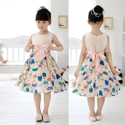 

CANIS@Cute Children Baby Girls's Bowknot Printed Dress for 2-13 Years