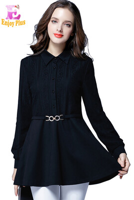 

L XL XXL 3XL 4XL 5XL plus size cotton lace new fall 2017 blouse women long sleeve large size black slim elegant office shirt