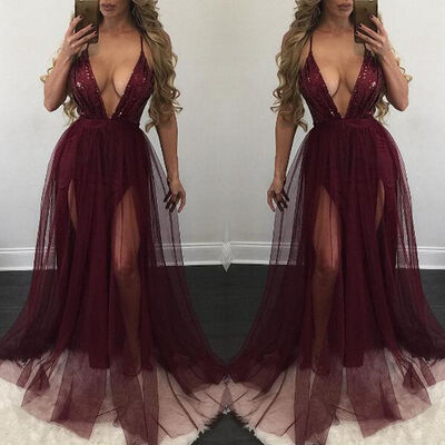 

Sexy Women Sequins Evening Formal Party Cocktail Bridesmaid Prom Gown Long Dress