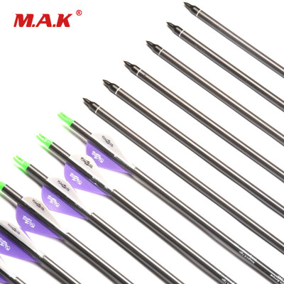 

6 pcs Carbon Arrow 305" Spine 340 With 2" Blazer Plastic OD76mm For Compound Bow Archery HuntingShooting