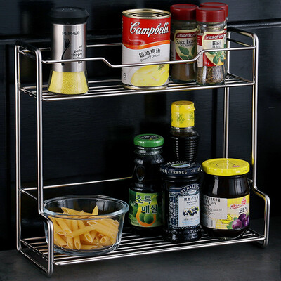 

Ou Runzhe rack seasoning rack stainless steel  word thick line double storage rack makeup rack