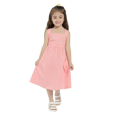 

Kids Dress For Girls 2018 New Arrival Casual Style Sleeveless Strap Halter Dresses For Girls Clothing Summer Cotton Loose Hot