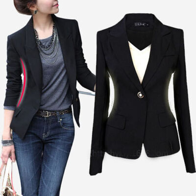 

Fall Autumn Outwear Women Slim Casual OL Short Suit Coat Jacket Tops Single Button Jackets Coats S-XXXL