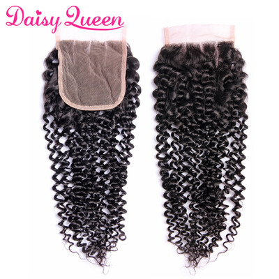 

Brazilian Curly Hair Closure Three Part 130 Density Virgin Human Hair Lace Closures Natural Color Remy Hair 8-20inch