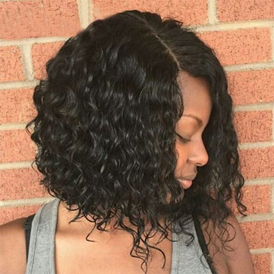 

Brazilian Virgin Short Human Hair Lace Front Wigs with Baby Hair Glueless Short Bob Human Hair Wigs Wavy for Black Women