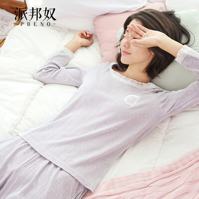 

Pabangu PBENO pajamas women spring&autumn long-sleeved lace home service suit 70732029 gray XL