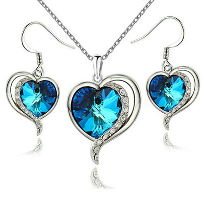 

Yoursfs® Titanic Heart Of Ocean Австрийское ожерелье и серьги с бриллиантами 18-каратного белого золота