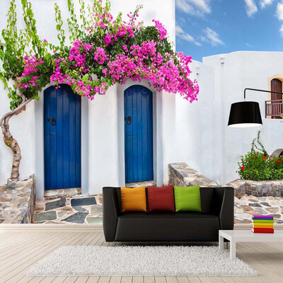

Custom Wallpaper Murals Romantic Greece European Architecture TV Backdrop Mural Photo Background Wallpaper For Living Room Wall