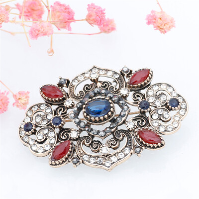 

Fine Crystal Turkish Flowers Brooch For Women Vintage Jewelry Antique Gold CZ Zircon Accessories Delicate Gifts Girl Badge Pins