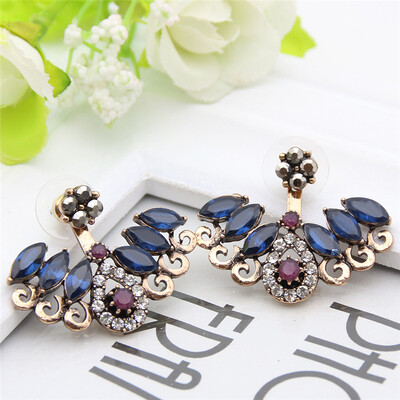 

New Turkish Crystal Earrings Antique Gold Color 2PCS Adjustable Length Wings Earrings Women Ethnic Jewelry Turkey Retro Bijoux