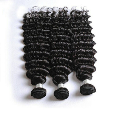 

Hot Sale Human Hair Extensions Weft Brazilian Remy Deep Wave Hair With Natural Color 100gBundle