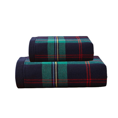 

iDouillet Plaid Print Towel Set Breathable Gauze&Terry Cloth Cotton Bath Towel 27"x55" Hand Towel 13"x28" Green&Red