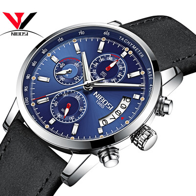 

NIBOSI Quartz Wrist Watch Men Top Brand Luxury Watch Fashion Men Sport Watch Leather Band Chronograph Stainless Steel Relogios