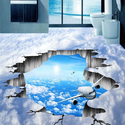 

Free Shipping Sky plane bathroom living room park office store waterproof wear floor wallpaper mural 250cmx200cm