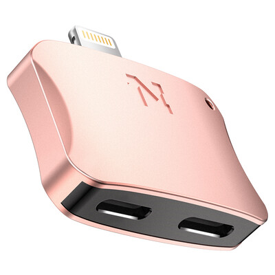 

NOHON Apple 7/8 адаптер для наушников двойной молнии зарядки песни в одном аудио конвертер для ios10 / iphone7 / 8 / X плюс розовое золото
