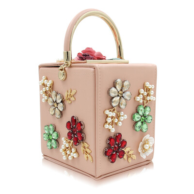 

Milisente Women Evening Bags Ladies Flower Clutch Handbag Female Royal Blue Crystal Clutches Purses