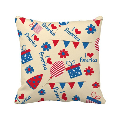 

USA Candy Gift Festival Flower Love Heart Square Throw Pillow Insert Cushion Cover Home Sofa Decor Gift