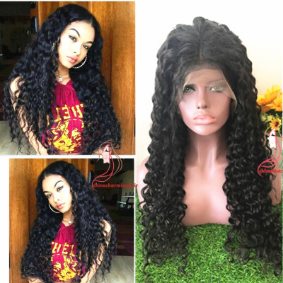 

150 density Curly Virgin Human Hair Wigs for Black Women Middle Part Lace Front Wigs Human Hair Natural Color Bellahair 8A