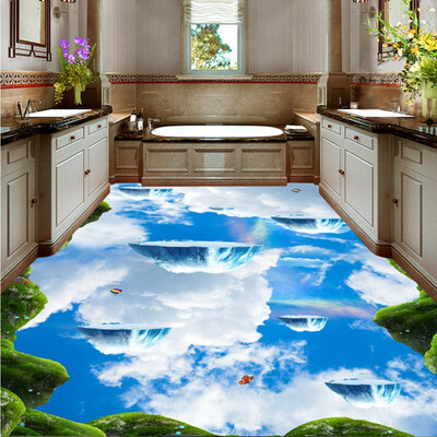 

Free Shipping Sky suspension island glacier bathroom walkway 3d floor painting self-adhesive flooring wallpaper mural 250cmx200cm