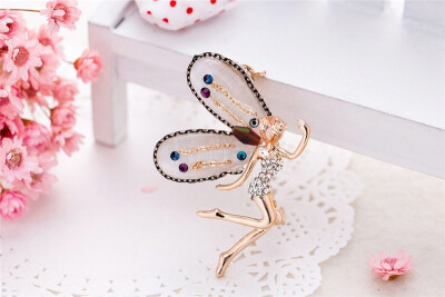 

Мода Wome Flower Fairy Brooch Pins Big Resin Flying Spirit Кристаллические ювелирные броши Броши Элегантный банкетный бижуточный ш