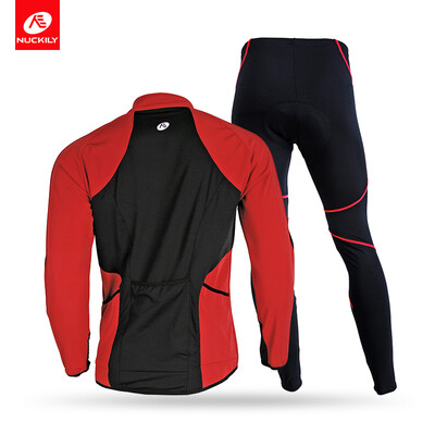 

NUCKILY Mens High Quality Cycling Clothing Water Restistant Windproof Riding Composite Fleece Jacket Set