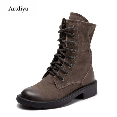 

Artdiya Genuine Leather Boots 2017 Autumn&Winter New Sheepskin Women Boots Handmade Front-tie Martin Boots T1305-H16A