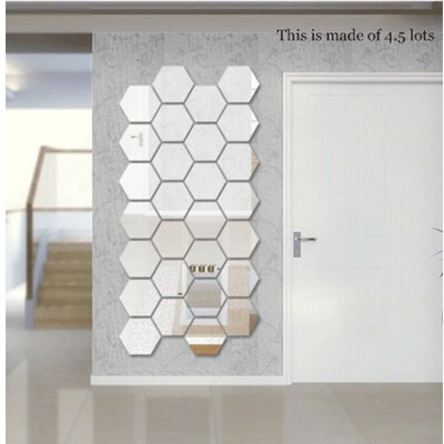 

3D hexagonal 7 Piece Wall Decoration Acrylic Mirrored Decorative Sticker Room Decoration DIY Wall Art Home Decor