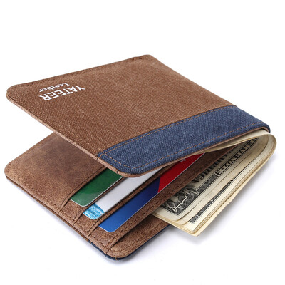 

Men Wallets mini Vintage Denim Canvas Short Slim Wallet Men Multi Pockets Purse For Male High Quality wallet