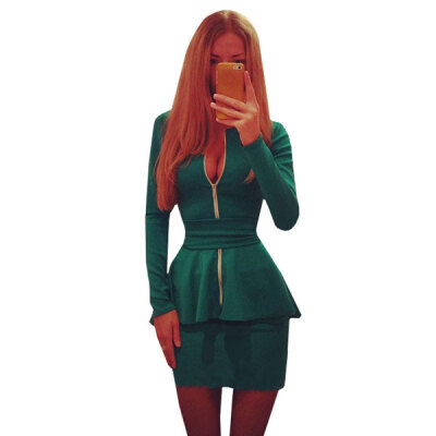 

Lovaru ™New 2015 fashion sexy dress pure color new fashion long sleeves tunic dresses warm autumn winter