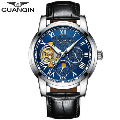 

GUANQIN Мужские часы топ брендов бизнес-часы Tourbillon автоматические механические часы случайный кожаный ремешок