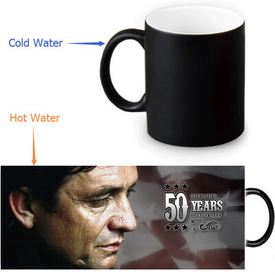 

Johnny Cash Morphing Mug Color Change Tea Cup Magic Milk Coffee Mug