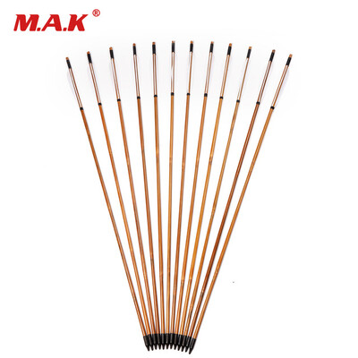 

12 pcs Bamboo Arrows Length 30 Inches Spine 500 Outside Diameter 85 mm Turkey Feather for Compound Bow Archery Hunting