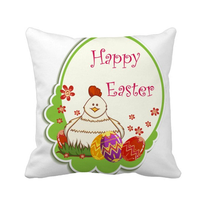 

Happy Easter Christianity Colorful Chicken Egg Square Throw Pillow Insert Cushion Cover Home Sofa Decor Gift
