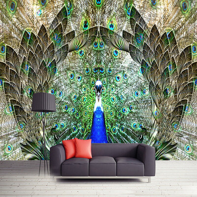 

Custom Photo Wall Paper Rolls Peacock Open Screen 3D Large Mural Wallpaper Living Room TV Background Wall Decoration Painting