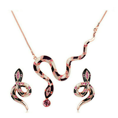 

Yoursfs® 18K Rose Gold Plated Charming Snake Necklace And Earring Jewelry Use Austrian Crystal Bridal Sets