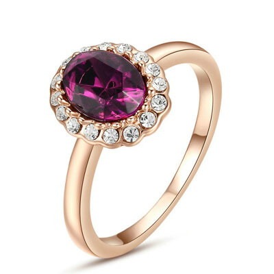 

Yoursfs® 18K Rose Gold Plated Crystal Bump Simulated Amethyst Ring Use Austrian Crystal Fashion Jewelry