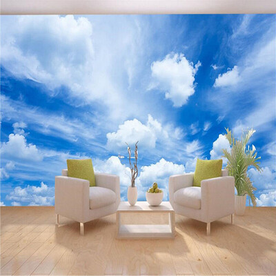 

Пользовательские 3D обои Mural Blue Sky White Clouds Wall Painting Art Обои Гостиная Спальня Современные настенные обои Home Decor 3D