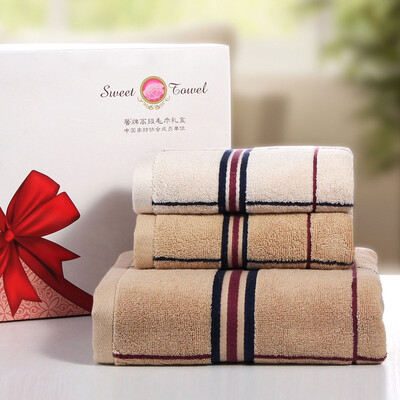 

Xin brand towel home textiles British cotton senior towel towel three sets of gift box coffee color