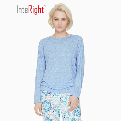 

INTERIGHT home service female color point hemp toning thin long-sleeved home service suit blue