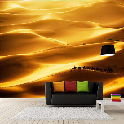 

Custom photo wallpaper 3D stereo camel desert Gobi Desert Chinese fresco TV backdrop wallpaper stereo bedroom restaurant mural