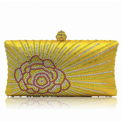 

Milisente Fashion Women Clucth Bag Rose Flower Lady Gold Pink Wedding Purse Party Clutches