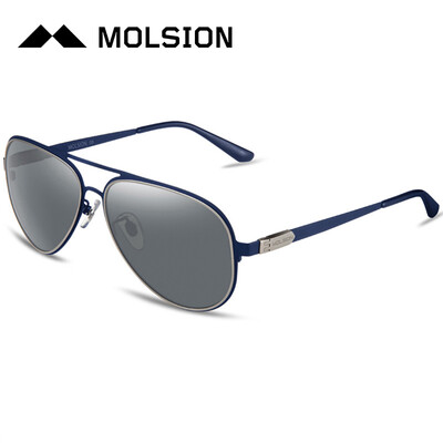 

Mo Sen Mens sunglasses polarized sunglasses pilot driver driving mirror MS1237 M02 half matte black AR blue