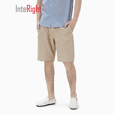 

INTERIGHT casual shorts mens cotton&linen blend casual pants deep khaki  30